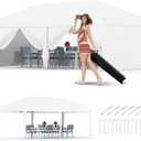 10x20 Pop Up Canopy with 6 Sidewalls - Heavy Duty Outdoor Canopy Tent with Portable Roller Bag - 3 Adjustable Height, 4 Weight Bags, 8 Stakes & 6 Guy Ropes Included, White
