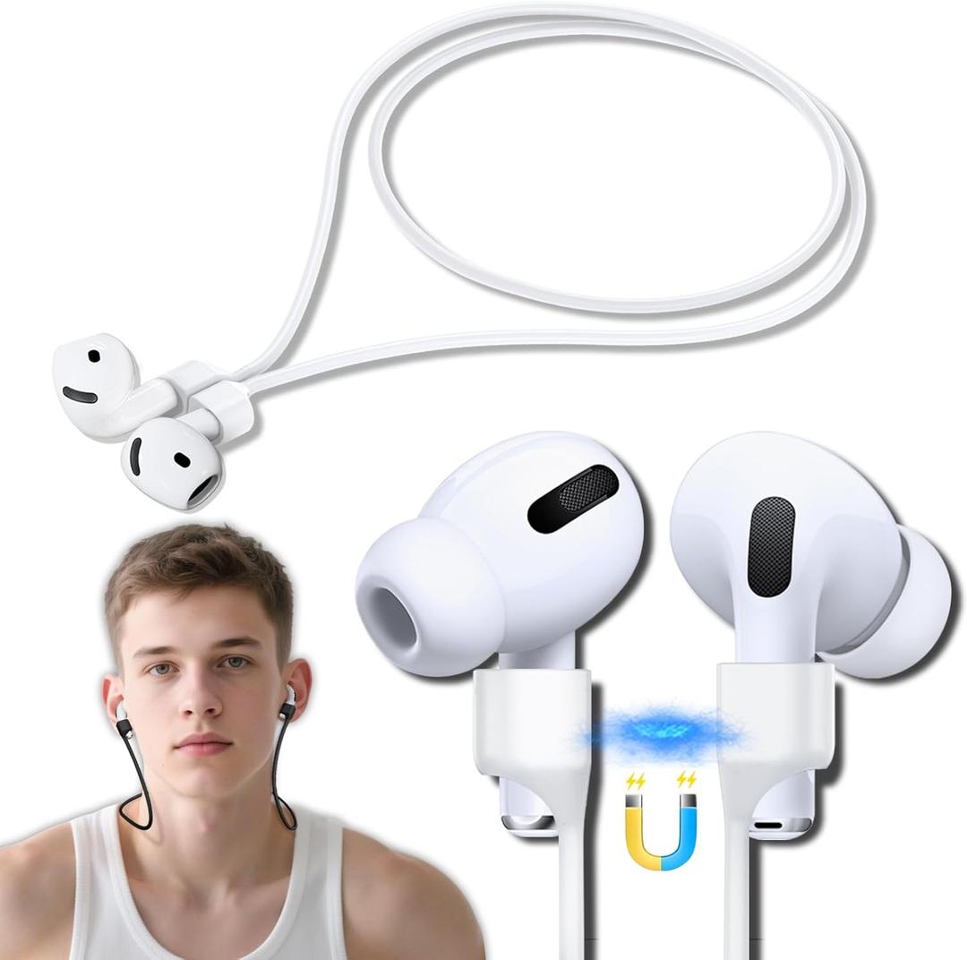 Inesore 1 Pack AirPod Pro Strap with,AirPod Lanyard Anti-Lost Cord for Sports Anti-Loss Accessories Compatible with AirPods Pro 3 2025,AirPod 4, Air Pod Pro 2/1, Air Pod 3/2/1 -White