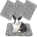 4-Pack Rabbit Bed, Washable Bunny Mat, Fleece Guinea Pig Bedding, Soft Flannel Small Animal Cage Liner, Blanket for Hamster Ferret - 19"x13"