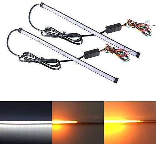 2PCS 30CM Universal LED Car Strip Turn Signal Brake Light 5 mode Switchback Flowing Knight Car DRL LED Strip