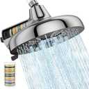 SR SUN RISE High Pressure Filtered Shower Head with Filters, 8-Inch Fixed Showerhead with 2 Quick- Change Shower Filter Replacement Cartridges, 18-stage Hard Water Softner Removes Chlorine, Chrome