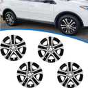 ECOTRIC 17" Hubcaps Wheel Covers Wheel Skins Compatible with 2013-2018 Toyota RAV4 LE, R17 Wheel Rim Cover, 5 Spoke, Silver/Black Plastic - Set of 4