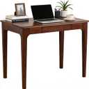 Solid Wood Writing Desk with Storage Drawer for Home Office Bedroom (Walnut, 31.5in)