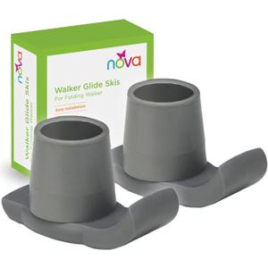 NOVA Medical Products Walker Glide Skis, Universal Fit, One Pair, Gray, 2 Count (Pack of 1)