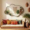 Black Mirror Irregular Wall Mirror, Asymmetrical Mirror, Irregular Bathroom Mirror, Decorative Wall Mirror, Wavy Abstract Mirror for Bedroom, Bathroom & Hallway (24"x36", 1 Pack)