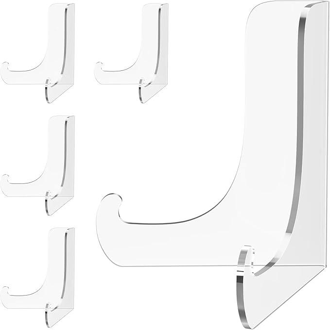 Dooiclear 6 Pack Acrylic Display Stand, Plate Stand for Display, Clear Easel Stand, Display Holder for Card, Frame, Picture, Magazine, Book, CD, Phone