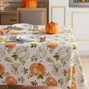 XCHI Fall Pumpkin Maple Leaves Tablecloth Rectangle Washable Table Covers for Home Party Decorations 60x120 Inch