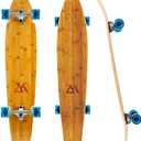 Magneto 44 inch Kicktail Cruiser Longboard Skateboard | Bamboo and Hard Maple Deck | Made for Adults, Teens, and Kids (Blue)