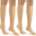 bropite Zipper Compression Socks Women & Men - 2Pairs Calf Knee High 15-20mmHg Closed Toe Compression Stocking (Large-X-Large, Nude)