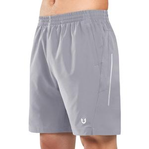NORTHYARD Men's 7" Athletic Running Shorts with Zipper Pockets Quick Dry Lightweight Workout Gym Short (Gray, L)