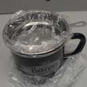 Bacon Grease Container With Strainer, 46OZ Large Enamel Grease Container, With Silicone Spatula, Farmhouse Bacon Grease Keeper, Cooking Oil Container For Kitchen Fat Storage, Dishwasher Safe-Black