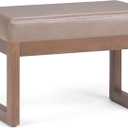 SIMPLIHOME Milltown Small Ottoman Bench - 27" Wide x 18" High Upholstered Vegan Leather Rectangle Footstool Ottoman in Ash Blonde, Contemporary Bench for Living Room with Cushioned Seat, Assembled, 14.3"D x 26.8"W x 18.4"H