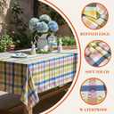 Easter Waterproof Polyester Tablecloth, Pastel Checkered Fabric Table Cover for Spring Party, Kitchen Dining Decor, Easy Care Cloth Tablecloth for Indoor Outdoor Use, W60 x L120 in