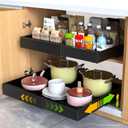 2 Pack Pull Out Cabinet Organizer,21" Deep Slide Out Drawer Organizers,No Drill Pull Out Drawers Adhesive with Nano Compatible Framed Cabinets Shelves for Kitchen Pantry Adjustable Width (21"D x12.4"-20.47"W (2 Pack), Black)