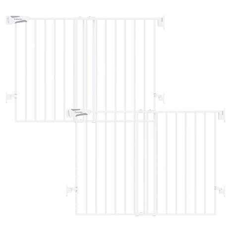 Babelio Baby Gate for Stairs, Kitchen & Doorways, No Bottom Bar| Easy Installation| One-Handed Operation| Auto-Close| Hardware Mount (Drill Needed) Safety Dog Gate (White - 2 Pcs, 26-43" W, 28" H)