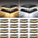 Mlambert 4x4 Solar Post Cap Lights Outdoor 16 Pack, Waterproof Solar Fence Light for Wooden/Vinyl Post, 2 Color Outside Deck Patio Porch Decor, Black