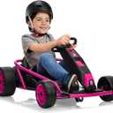24V Go Kart for Kids 8-12 Years, 300W*2 Extra Powerful Motors, 9Ah Large Battery 8.1MPH High Speed Drifting with Power Display,Music, Horn, Max Load 155Lbs Outdoor Ride On Toy for Teens, Rose