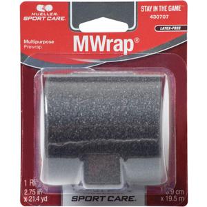 MUELLER Sports Medicine MWrap, Pre Wrap Athletic Tape, Easy to Tear & Apply, Latex Free, 2.75" x 21.4 Yards, Black