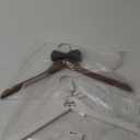 Pair of Bride Hanger Wooden Wedding Dress Non-Slip Pearl Hangers Groom Suit and Gown Hanger with Bow Tie Bridal Party Personalized Gift (Style 3)