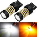 PHINLION Super Bright White Amber Dual Color Switchback 7443 7443na 7444 7444na LED Bulbs with Projector for Car Front Turn Signal Parking Lights
