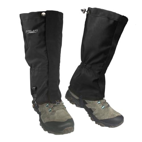 Frelaxy Leg Gaiters Ultra HIGH-Performance Hunting Gaiters, 100% Waterproof Hiking Gaiters with Upgraded Rubber Foot Strap, Adjustable Snow Boot Gaiters (Jet Black,XL)