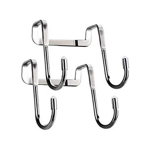 Over The Door Hooks, 2 Pack Shower Hooks Towel Hanger for Glass Door, Towel Hooks for Kitchen Bathroom Cabinets Cupboards, Stainless Steel Utility Hooks Fitting Wide and Thin Doors