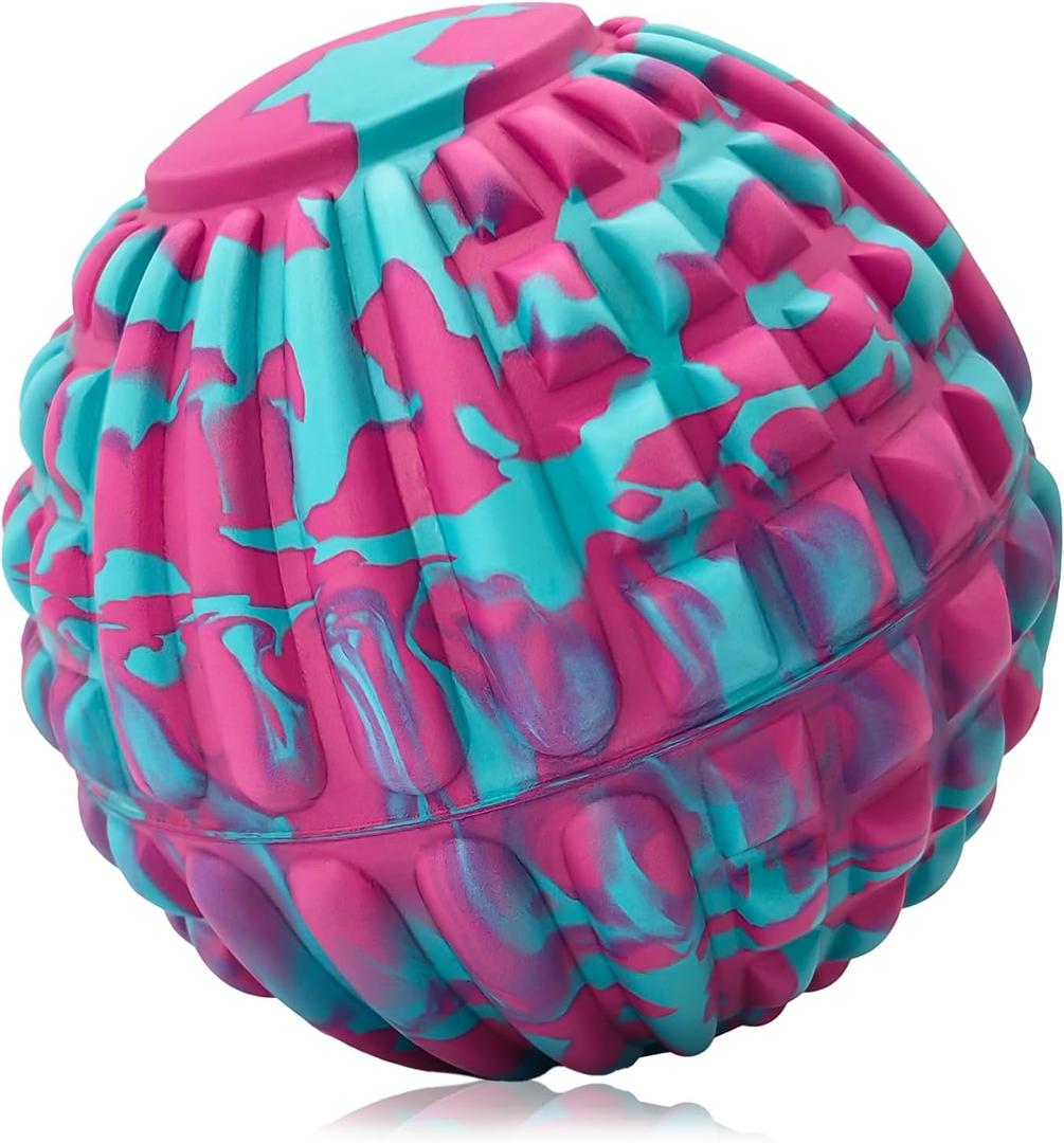 Deep Tissue Massage Ball for Exercise & Recovery - SGS Certification - Targets Back, Shoulder, Legs&Feet - Relieves Muscle Knots, Joint Pain&Tightness, Pressure Point Therapy- Myofascial Release Ball (1-Pack | 5.1-inch, Blue&pink)