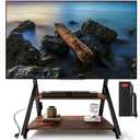 Heavy Duty Rolling TV Stand with Power Outlet for 55 to 100 inch TV Easy Installation, High Mobility, Holds up to 220LBS, 2-Tier Large Wood Shelf Storage Space, Vesa 800×600mm