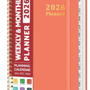 2026 Planner, Weekly and Monthly Calendar Planner, January 2026 - December 2026, Hardcover 2026 Calendar Book with Tabs For Women & Men, Inner Pocket, Spiral Bound, Perfect for Office Home School Supplies - A5 (6.3" x 8.5"), Orange