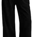 Sampeel Wide Leg Pants for Women Flowy Palazzo Drawstring Elastic Waist Trousers with Pockets Summer Beach Vacation Clothes M