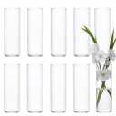 9 Pack Glass Vases for Centerpieces, 8 Inch Tall Small Clear Glass Flower Vase Cylinder Vases for Centerpieces Wedding Home Table Decor