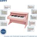 ZIPPY Kids Piano Keyboard, 25 Keys Digital Piano for Kids, Mini Music Educational Instrument Toy, Wood Toy for Toddlers Girls Boys (Pink)