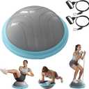 MERACH Balance Ball Trainer, 18 Inch Half Exercise Ball with Resistance Bands and Foot Pump, Half Yoga Ball for Core Strength Training, 450lb Capacity (Blue)