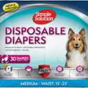 Simple Solution Disposable Dog Diapers, Female Dog Diapers, Puppy Potty Training, Incontinence and Heat Cycle Protection, Medium Diapers for Dogs, 15-23 Inch Waist, 30 Count