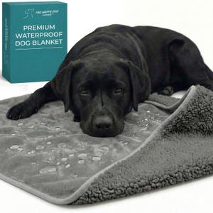 Waterproof Dog Blanket Washable Leakproof Medium Dog Blanket for Crate, Chair & Travel, Reversible - Gray Microfiber & Gray Sherpa Fleece, 30x40 Inches.