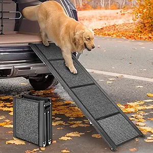 Dog Ramp, Dog Ramp for Car with Anti-Slip Surface, 63''x17.3'' Folding Pet Ramp for Large Dogs to Get on Truck SUV Van Up to 250LBS, Car Ramp for Dogs Dog Stairs for Bed Couch Outdoor Indoor