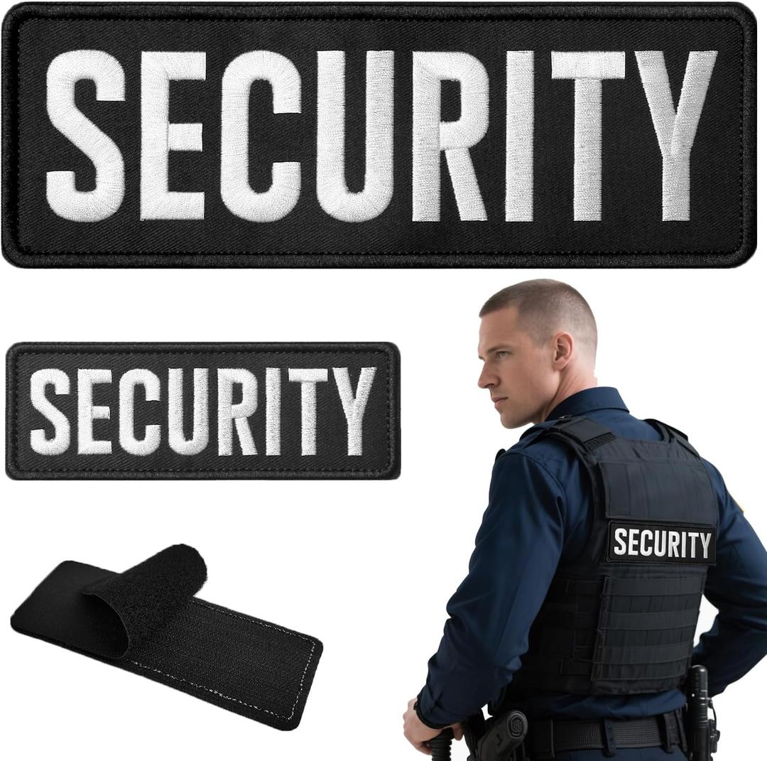 1 Piece Hook and Loop Security Patches, Tactical Security Embroidery Patch for Police Vest Jacket Back Panel(1Pc, Large, Black)