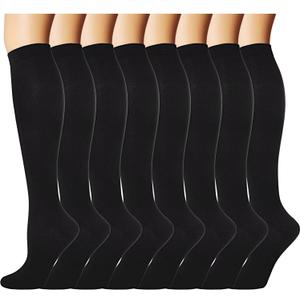 Double Couple 8 Pairs Compression Socks Men Women Knee High Compression Stockings for Sports Support Socks (Small-Medium, Black) Double Couple 8 Pairs Compression Socks Men Women Knee High Compression Stockings for Sports Support Socks (Small-Medium, Black)