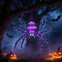4.2FT Hanging Spider Halloween Decorations Outdoor, 90 LEDs