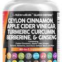 Clean Nutraceuticals Ceylon Cinnamon Turmeric Apple Cider Vinegar Ginseng Berberine Plus Bitter Melon Gymnema Milk Thistle Fenugreek