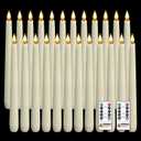 Homemory 24 Pcs Waxy Flameless Taper Candles with Remote, Led Flameless Candlesticks Classic Tall Candle, Flickering Battery Operated Taper Candles for Bedroom, Dining Room, Ivory, 9.6 inches