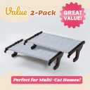 Zakkart 2PC Easy Seat Cat Perch for Window Sill - Hammock Design w/Pine Wood & Robust Metal Frame - Cat Window Seat for Large Cats and Kittens (Dark Stained Wood w/Gray Bed, Large (26''W x 14''D)