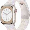 V-MORO Resin Band Compatible with Apple Watch Series 7/8/9/10 41mm/40mm/38mm/42mm Fashion Cute Strap for iWatch Series 6/5/4/3/2/1/SE/SE 2 Lightweight Bracelet Wristband Women(Classic Aurora -Starlight)