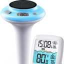 NoWoW Solar Pool Thermometer Floating Easy Read, IPX8 Waterproof Wireless Digital Thermometer with Indoor Thermometers for Swimming Pool, Spa, Aquarium, Cold Plunge, Hot Tub, Pond