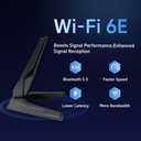 WiFi 6e 7 Antenna 2T2R Dual Band Moving Antenna Magnetic Base RP-SMA Connector for PC Desktop Computer Motherboard Bluetooth Card Wireless WiFi Router Wi-Fi7 with 2.79ft Extension Cable