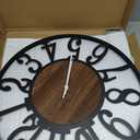 Maxstar Round Wall Clock for Living Room Decor Battery Operated Non Ticking Silent Vintage Black Metal Wood Clocks for Home Living Room Garden Farmhouse Office Kitchen Decoration -13 inch (Black-arabic Numerals)