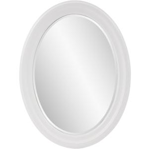 Howard Elliott Collection George Oval Matte White Wall Mirror, Oval Bevelled Hanging Wood Framed Vanity Mirrors for Home Decor, Living Room, Bathroom, Bedroom, or Hallway, 25 x 33 Inch