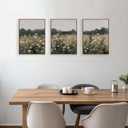 Dark Floral Vintage Peony Wall Art Botanical Canvas Flower Academia Print For Bedroom Living Room, Classical Moody Floral Wall Decor - Framed Set Of 2, 16x24 Inch, Ready to Hang, Meadow Landscape