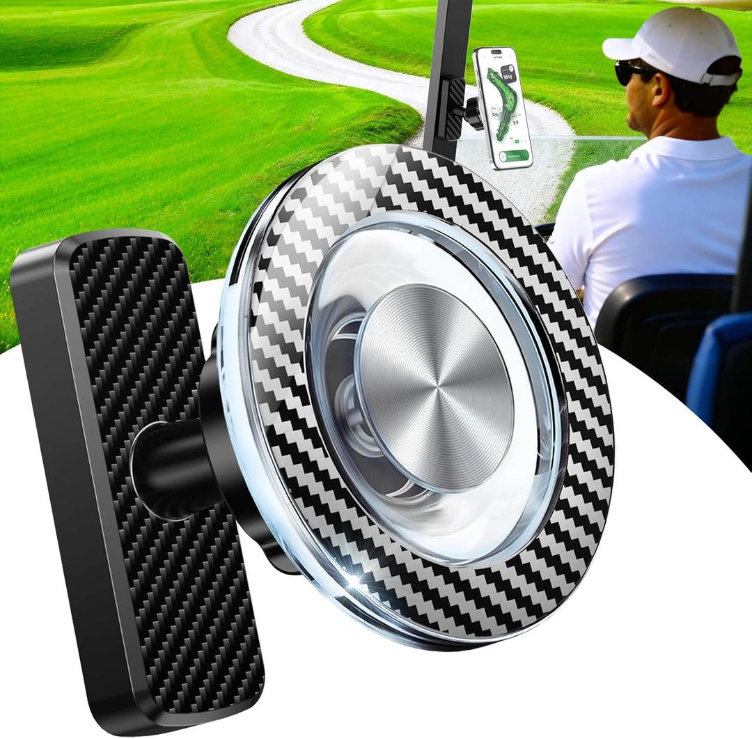 Magnetic Golf Cart Phone Holder, Golf Accessories Gifts for Men Dad Husband Unique, 360 Rotation Phone Mount for Golf Cart, Birthday Golf Gifts for Men Him Boyfriend, Golfers Must Haves Gadgets 2026 (Carbon Fiber)