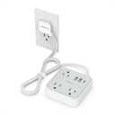 Short Extension Cord with Multiple Outlets 3 FT, TESSAN Small Flat Plug Power Strip with 3 USB (1 USB C) and Multi Outlets, Surge Protector Charging Station for Office, School, Dorm Room Essentials (Grey White)